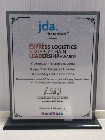 Award: Supply Chain Company of the Year to TCI Supply Chain Solutions (framed plaque)
