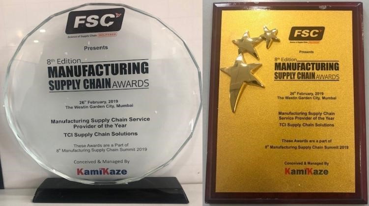 Award: Manufacturing Supply Chain Service Provider of the Year (glass trophy and gold plaque)